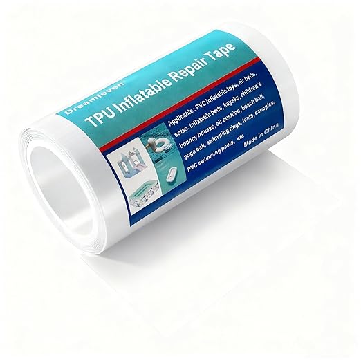 Clear TPU Inflatable Patch Kit for Bounce House, Pool Floats, Air Mattress, Waterproof Inflatable Decoration Repair Tape for RV Awning, Canopy, Tarp Tent, Sail and Boat Cover(4inch x7ft)
