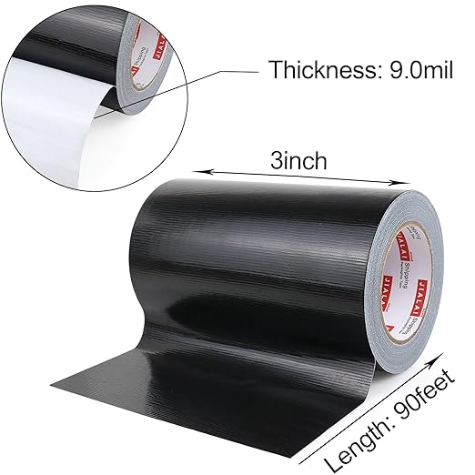Wide Duct Tape, Industrial Grade 30Yards (90 ft) Wide Tape 8'' Duct, 9 Mil Heavy-Duty, Waterproof, Strong, Flexible, No Residue, for Crafts & Home Improvement (Black, 8'' x 90ft)
