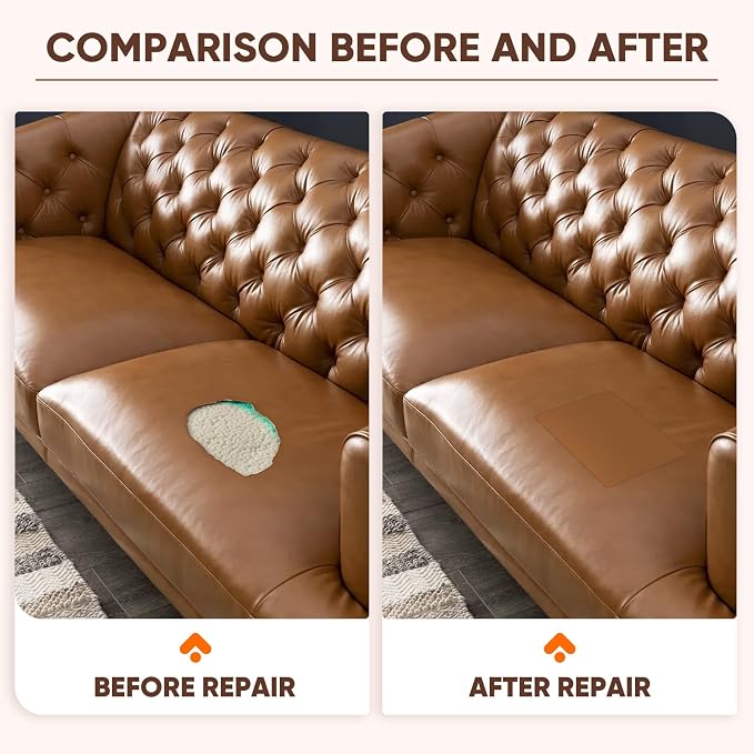 Leather Repair Patch Self Adhesive,8.3″ x 11″ Vinyl Patch Kit,Leather Repair Kit for Furniture,Car Seat,Couch,Office Chair.（Litch Grain-Black）