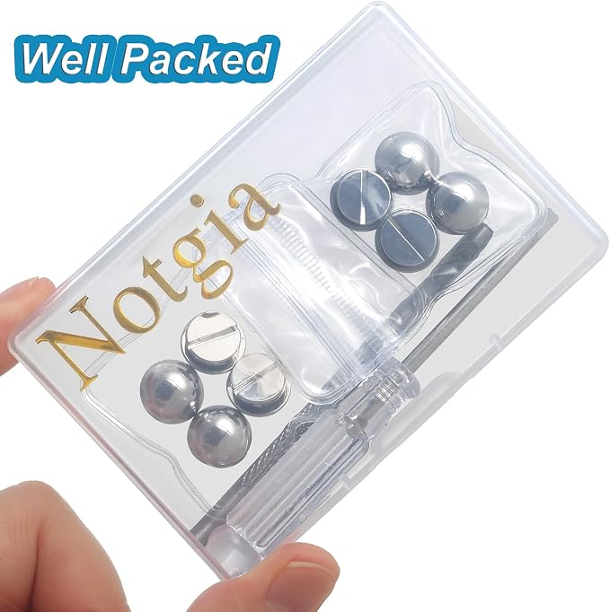 Notgia 8 Sets 12MM Purse Hardware Brass Studs for Clothing Rivets for Leather Purse Feet for Handbags Spikes and Studs for Repair and Decorate Clothing Shoes Belt Pet Collar Leather Craft (Silver)