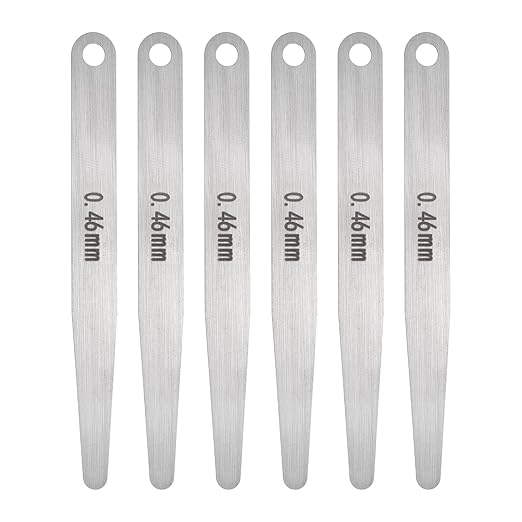 HARFINGTON 6pcs Metric Thickness Feeler Gauge 0.46mm Single Blade Oval Feeler Gauge 304 Stainless Steel Gap Measuring Tool for Repair Valve Guitar Spark Plug