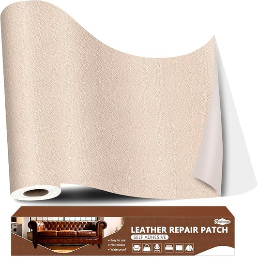 Khaki Leather Repair Tape, 16x80 Inch Leather Repair Patch Self-Adhesive, Waterproof Faux Leather Patch, Vinyl Repair Tape for Couch, Sofas, Furniture, Office Chair, Car Seats