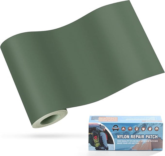 OAZ 3.9 x 63 inch Nylon Repair Patches Nylon Fabric Patch Self-Adhesive Fabric Repair Tape Waterproof Lightweight Outdoor Gear Patch Kit for Down Jacket Clothing Tent Bag (Green)
