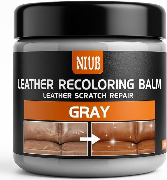 Leather Recoloring Balm Leather Color Restorer Scratch Repair Leather Paint for Furniture Couches Leather Dye and Scratched Leather, Gray