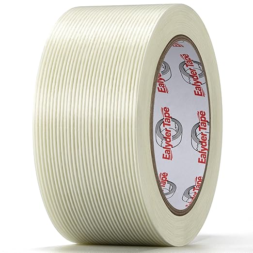 2 Inch x 30 Yards Transparent Reinforced Fiberglass Tape – 5.5 Mil Filament Strapping Tape, Adhesive Heavy Duty