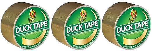 Duck Brand 280748 Color Duct Tape, Metallic Gold, 1.88 Inches x 10 Yards Each Roll, 3 Rolls