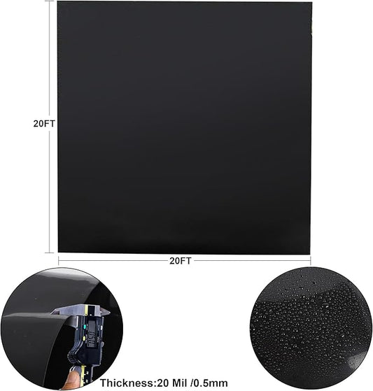 Adroiteet 20 x 20 FT Pond Liner, 20 Mil Fish Pond Liner Pond HDPE Liner, Pond Liners for Outdoor Ponds, Koi Ponds, Garden Fountain, Waterfall