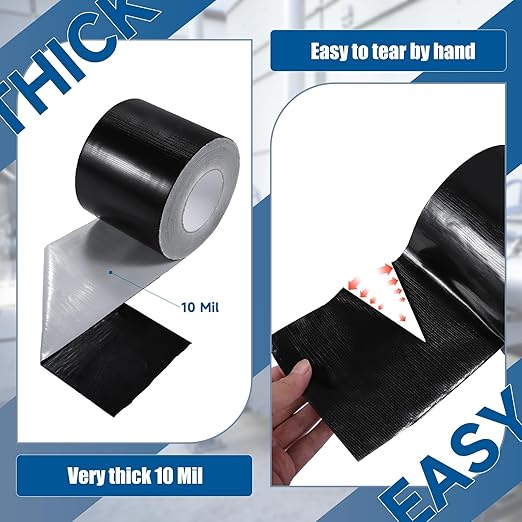 Outdoor Waterproof Repair Tape, Heavy Duty UV Proof Patch for RV, Awning, Tent, Tarp, Boat Cover and Fabric Repair, Black 6 in x 180 ft