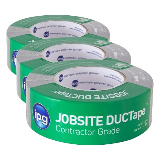IPG JobSite DUCTape, Contractor Grade Duct Tape, 1.88" x 60 yd, Silver (Single Roll) (Pack of 3)