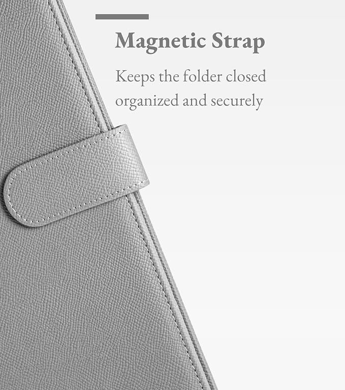 Zreal Padfolio Portfolio Binder with Clipboard & Card Holder, Faux Leather File Folder, Folio Resume Paper Organizer for A4 Letter Size Document, Legal Pad Holder for Women Man (Grey)