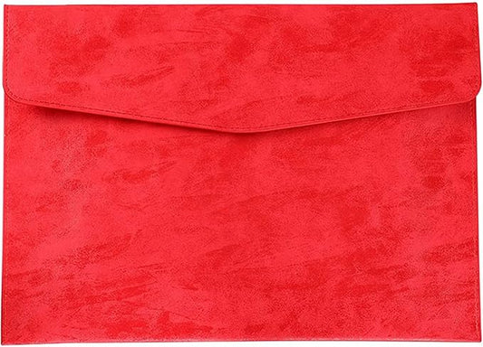 PU Leather A4 File Folder Document Holder Waterproof Portfolio Envelope Folder Case with Snap Closure Red