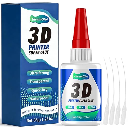 3D Printing Super Glue for PLA, ABS & PETG – Extra Strong Instant Adhesive for 3D Printed Parts, Model Repair & Assembly – Fast Set Clear CA Glue with Precision Tip – 1.23 oz