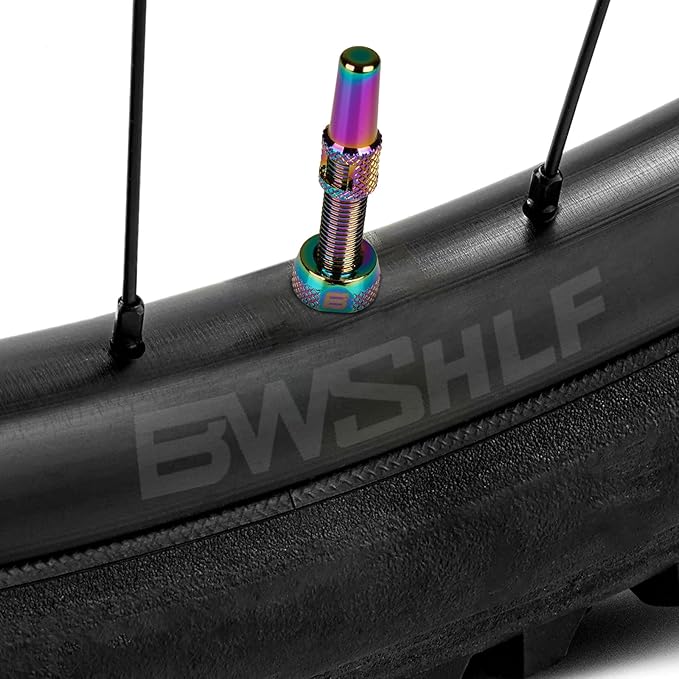 BWSHLF Tubeless Presta Valve Stem 40/44/55/60/65/80/100 mm, Super Light Alloy Presta Valve Stem Kit with Valve Core Remover Tool and Valve Stem Caps - Multiple Color and Size Options(Pair)