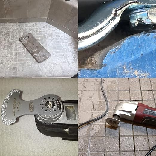 XXGO 4 Pcs Diamond Carbide Oscillating Multi Tool Semi Circle Finger Segment Swing Grit Grout Saw Blades XG4004