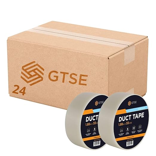 GTSE Clear Duct Tape, 2 Inches x 55 Yards (164 ft), Heavy Duty, Waterproof Repair Tape for Indoor or Outdoor Use, 24 Rolls