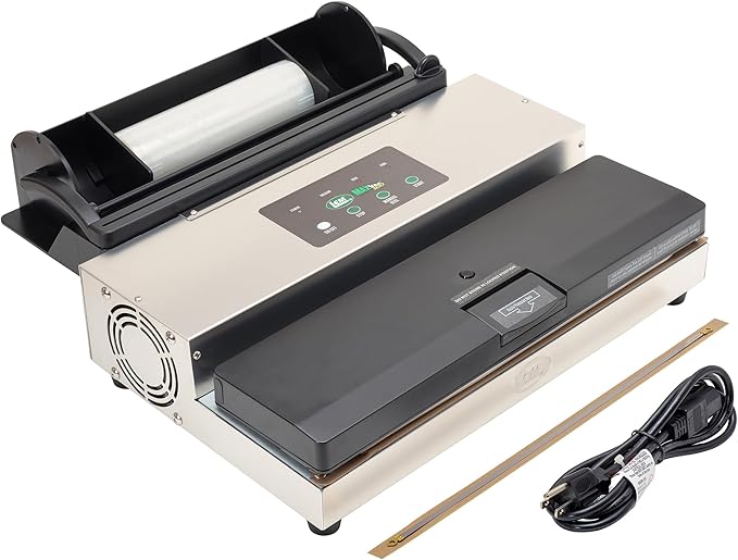 LEM Products MaxVac 500 Vacuum Sealer Machine, Heavy-Duty Aluminum Food Vacuum Sealer for Freezer Storage, Includes Bag Roll Holder, Cutter, Bag Roll