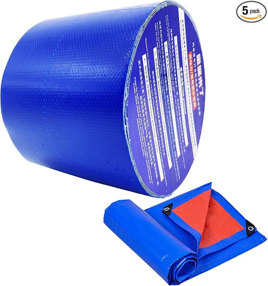 Tarpaulin Repair Tape, 3.15IN*16.4FT Blue Waterproof Tarp Repair Tape Patch, Heavy Duty RV Covers Tent Repair Tape for Truck Camper Travel Trailer Boat Covers