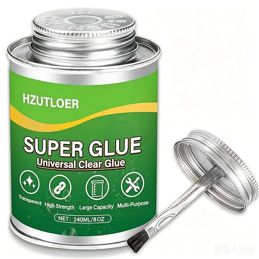 Super Glue,Clear Glue with Brush,All Purpose Strong Adhesive,Instant Superglue Multi-Purpose Glue for Wood,Ceramic,Leather,Plastic,Glass,Metal,Rubber,DIY Crafts