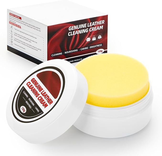 Leather Cleaner Cream & Repair Cream， Leather Cleaner and Conditioner for Car Seats and Interiors -Use on Repair Conditioning Salve for Furniture,Couches,Car Interiors,Shoes,Purse Bags (150g)