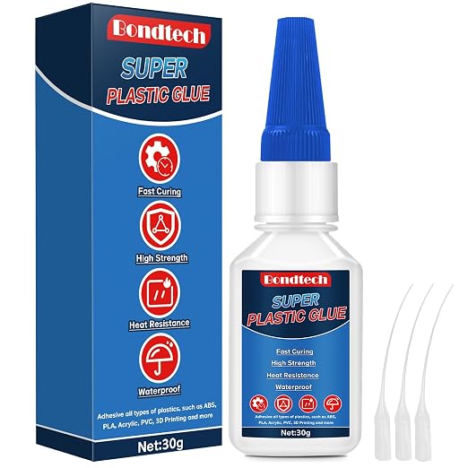 Plastic Glue 30 g, Super Glue for Plastic, Strong Clear Adhesive for Miniatures, Model, PLA, 3D Printing, Acrylic, PVC, Waterproof, Heat-Resistant(Clear, 30 Grams * 1 Pack, Plastic Glue)