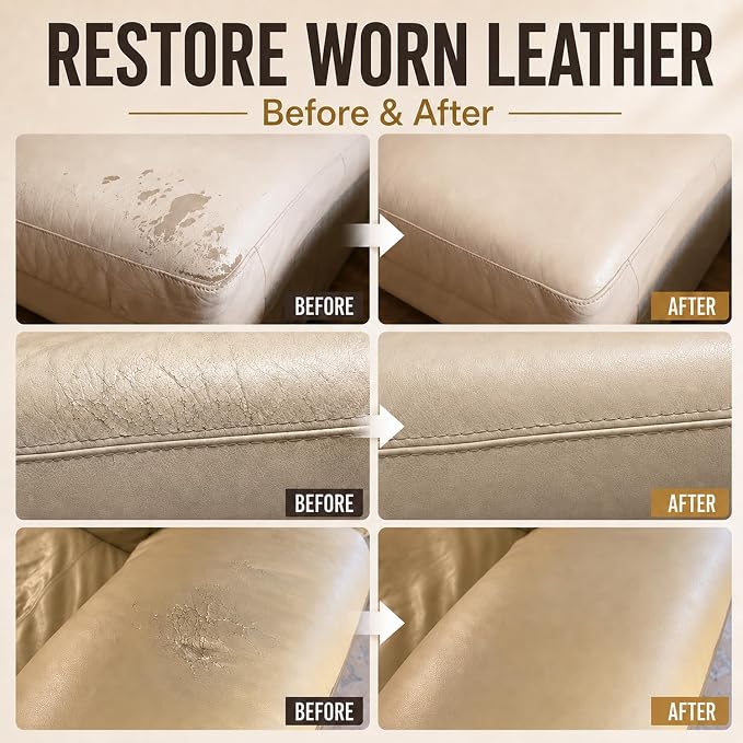 ARCSSAI ARCSSAL Neutral Color Leather & Vinyl Repair Kit – DIY Couch, Furniture & Car Seat Repair, Restores Genuine, Faux & Bonded Leather, Fix Scratches, Tears & Cracks