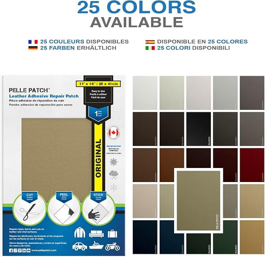 Leather Furniture Repair Patch - 25 Colors Available - Original 11x16 - Beige-Yellow