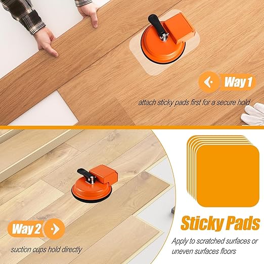 Floor Gap Fixer Tool, Heavy Duty Laminate Floor Suction Cup Repair Tool, for Laminate, Wood, Tile, Vinyl Floor Gap Repair Tool - Durable, Compact, & Efficient Flooring Tools (Orange)