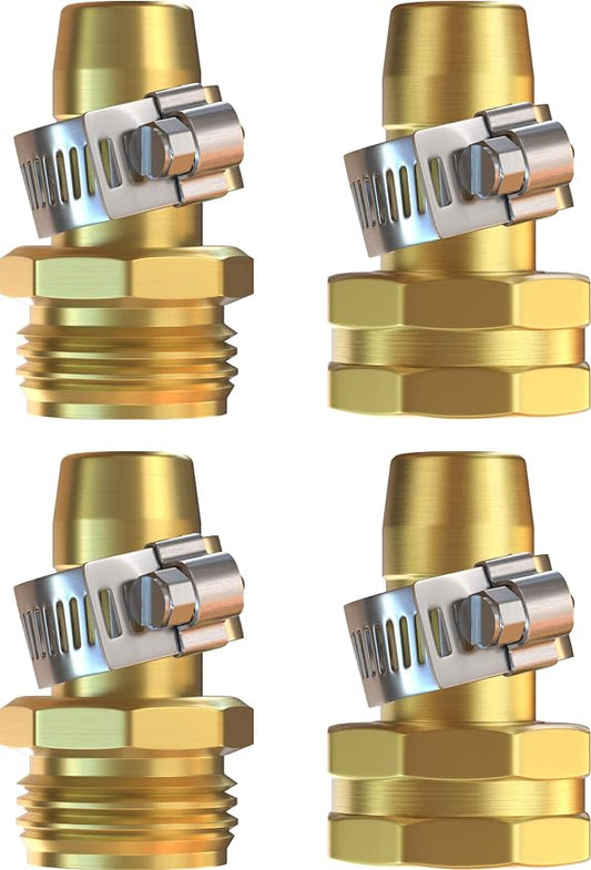 DBR Tech® Garden Hose Repair Kit 5/8” & 3/4" | Heavy Duty Leak-Proof Metal Hose Mender & Connector Set | Male & Female Fittings to Fix Water Hose Ends and Replacement, 2 Set