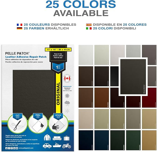 Black Leather Repair Kit for Furniture - 25 Colors Available - Original 11x16 - Dark Grey