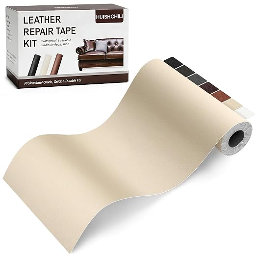 Leather Repair Tape, Heavy Duty Vinyl Repair Patch, Waterproof Self Adhesive Leather Repair Kit for Fixing Holes & Scratches on Couch, Car Seat, Furniture (Beige, 3.15 x 59in)
