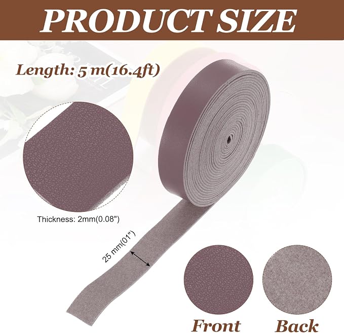 MECCANIXITY Faux Leather Strap, 1" Width x 197" Long Grained Leather Belt Strip Trim Roll for DIY Craft Projects, Pet Collars, Traction Ropes, Bag Straps, Hobby Workshop (Purple)