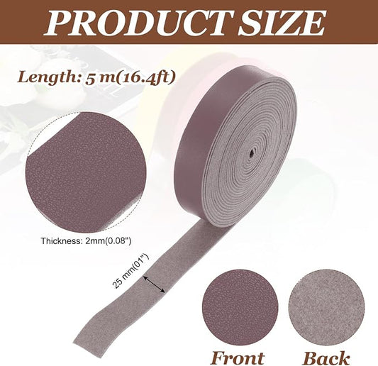 MECCANIXITY Faux Leather Strap, 1" Width x 197" Long Grained Leather Belt Strip Trim Roll for DIY Craft Projects, Pet Collars, Traction Ropes, Bag Straps, Hobby Workshop (Purple)