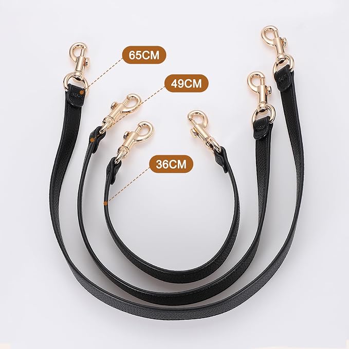 uxcell 14.17 Inch PU Leather Short Bag Strap with Clasp, Purse Handles Handbags Replacement Straps for Clutch Bag Underarm Bags, Black, Gold Buckle