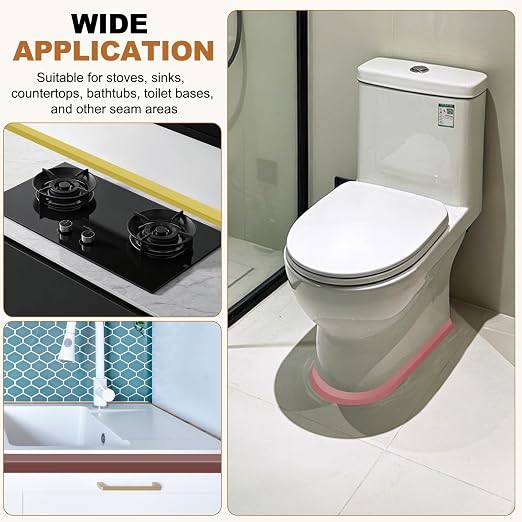 uxcell Caulk Tape Waterproof, 1.5 Inch x 16.4 ft Self-Adhesive Sealant Sealing Strip Caulking Sealant Tape PVC with Tool for Kitchen Sink Toilet Bathroom Bathtub Floor, Green