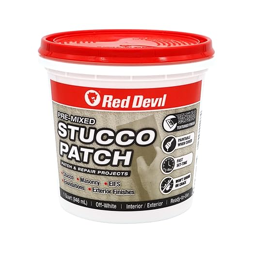 Red Devil 0450 Pre Mixed Stucco Patch, Off White, Quart, 1 Pack