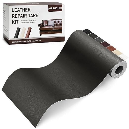 Leather Repair Tape, Heavy Duty Vinyl Repair Patch, Waterproof Self Adhesive Leather Repair Kit for Fixing Holes & Scratches on Couch, Car Seat, Furniture (Dark Grey, 3.15 x 59in)