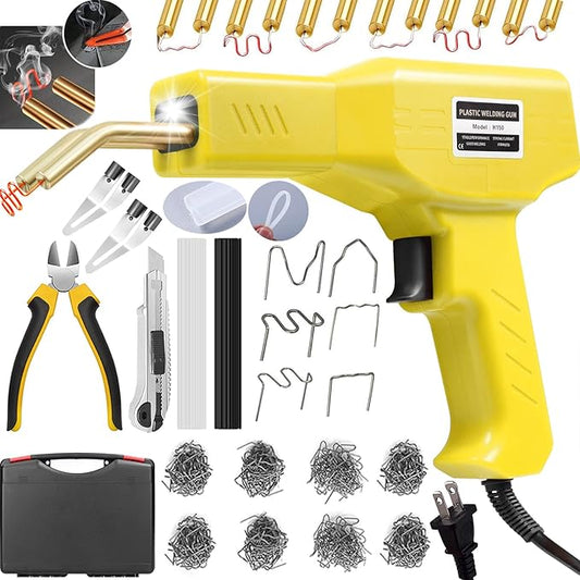 150W Upgraded Welder Kit, 1000PCS Hot Stapler Welding Machine Car Bumper Repair Kit, 2 in 1 Plastic Welder Soldering Gun with Weld Rods, 6 Types Staples for Bumper/Kayak/Plastic Repairs