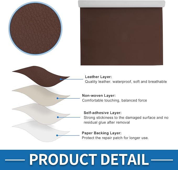 Self Adhesive Leather Repair Patch Strong Stickiness 19.6"x53.9" Leather Repair Tape PVC Faux Leather Red Brown 1 Pcs
