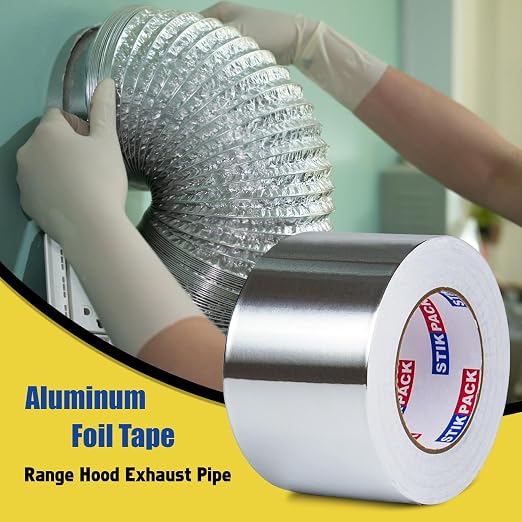 Aluminum Foil Tape 3 inch x 165ft (55 Yards) Heavy Duty HVAC Duct Tape for Ductwork – High Temperature Silver Foil Tape for Insulation, Metal Repair, Exhaust Sealing & Patching