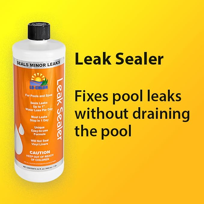 Lo-Chlor Leak Sealer for Swimming Pool, Hot Tub and Spa, Seals Minor Leaks Within 24 Hours, No Need to Drain, Pour into Skimmer, for Inground and Swimming Pools Above Ground, 32 oz