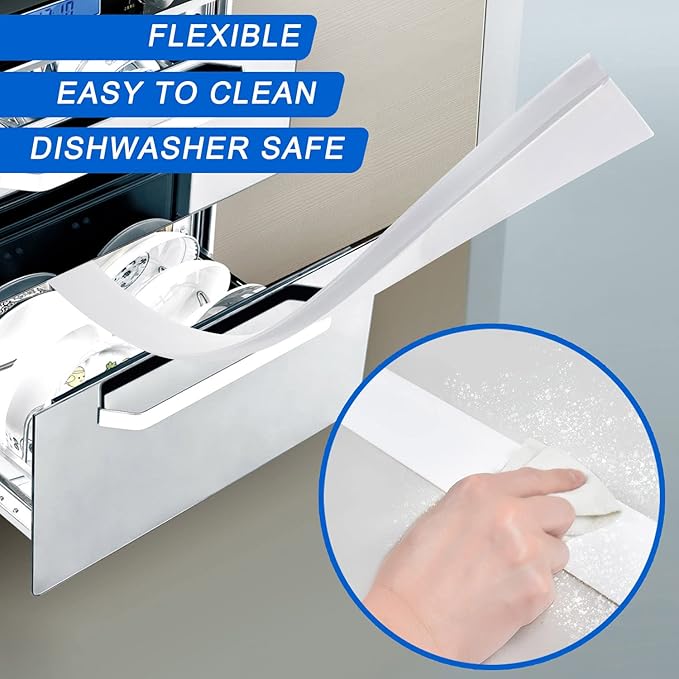Silicone Stove Counter Gap Cover (2 Pack, 30in × 2.25in), Trim-to-Fit Kitchen Gap Filler, Heat Resistant Stove Gap Cover for Counter, Oven, Washer & Dryer – Easy Clean, Non-Slip, White