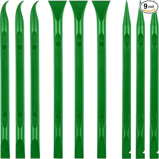 9 Pieces Plastic Scraper Tool Scratch Free Crevice Cleaning Sticker Remover Tool Multipurpose Non Scratch Scrapers for Tight Spaces, Kitchen, Crevices, Auto Detailing, Paint