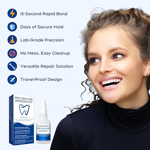 Dental Lab Instant Bonding Glue for Dentures & Lab Tools – Fast-Setting in 15–60 Sec | Denture Crack Repair & Gap Filling | Controlled Gel Formula | 1oz