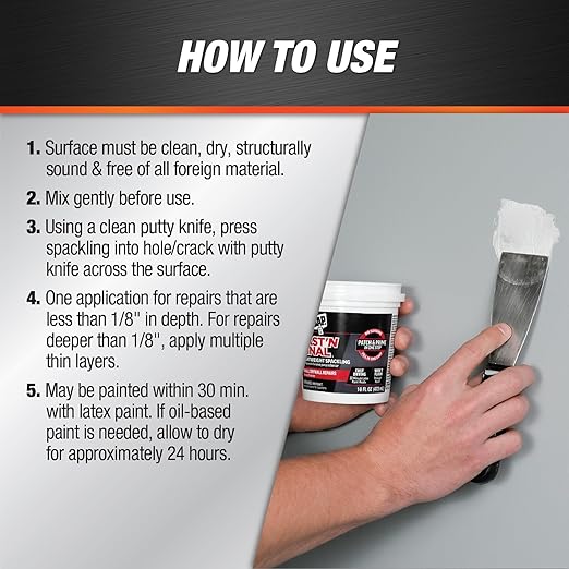 DAP Fast 'N Final Lightweight Spackling, White, 16 Oz (7079812141) (Pack of 6)