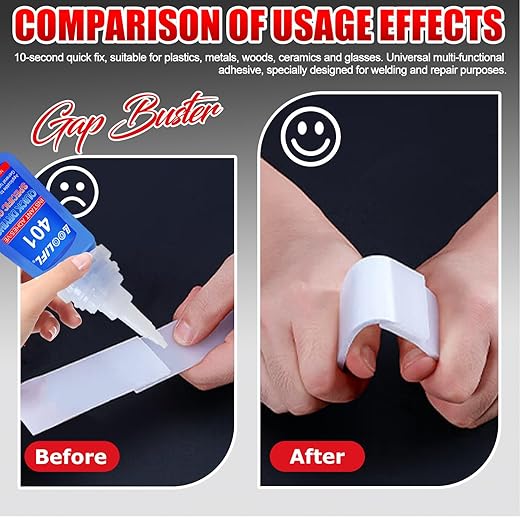 20ml Super Glue Dries Instantly, LOOLIFL High Viscosity 401 Strong Instant Adhesive Bond Transparent All-Purpose Universal for Plastic Wood Metal Rubber Leather Manicure DIY Crafts (401-2pcs)