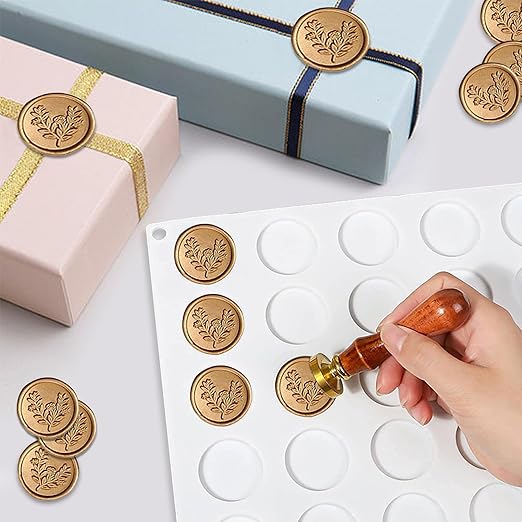 Silicone Mat for Wax Seal Stamp, Wax Seal Kit, 30-Cavity Wax Sealing Mat with 240 Double Sided Adhesive Dots Removable Sticky Dots for DIY Craft Adhesive Waxing (Wax Seal Kit)