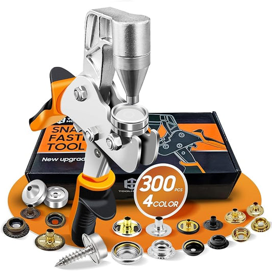 Snap Fastener Tool, Snap Kit with Tool, Canvas Snap Tool with 300 pcs Boat Cover Snaps, Repair and Replace Snaps DIY Leather, Sewing, Tarps, Fabric