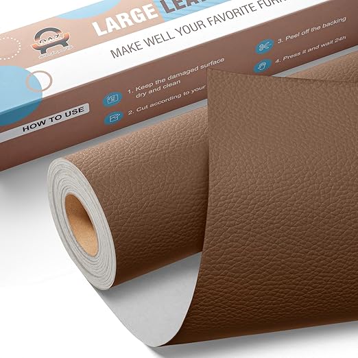 Leather Repair Kit for Furniture 16"x 31.5" Leather Tape Repair Patch Self Adhesive Sofa Vinyl Repair Patch Kit for Car Seat,Couch,Boat Seat,Chair - Caramel Brown