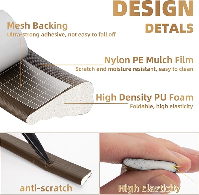 196” Wedge-Shape Foam Window Weather Stripping Door Seal Strip,Soundproofing Frame Insulation Tape for Exterior Front Door,Noise Cancelling Window Inserts,Door Gap Filler Light Blocker,Brown