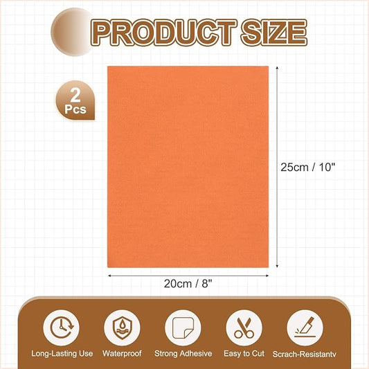 MECCANIXITY 2 Pcs Leather Repair Patch 8"x10" Self-Adhesive Leather Vinyl Repair Tape Kit for Furniture Couches Sofa Chair Car Boat Seats Jackets, Orange